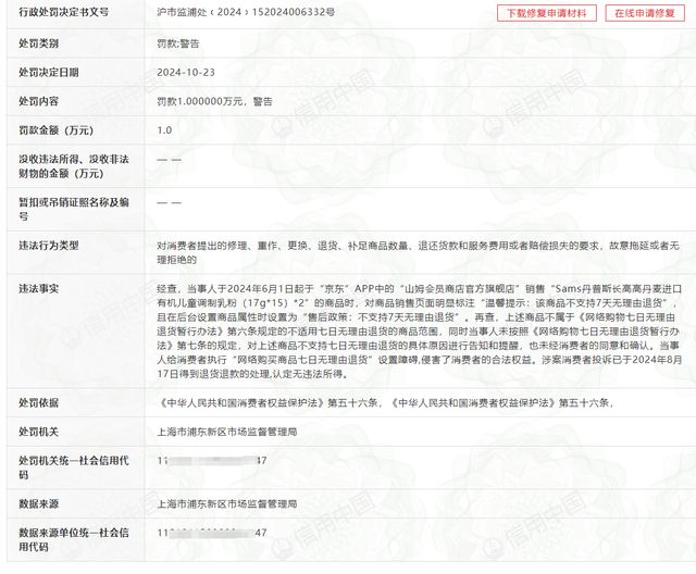 沃尔玛华东百货有限公司违反消费者权益保护法处罚10000元!(图2) 沃尔玛华东百货有限公司违反消费者权益保护法处罚10000元!(图2)